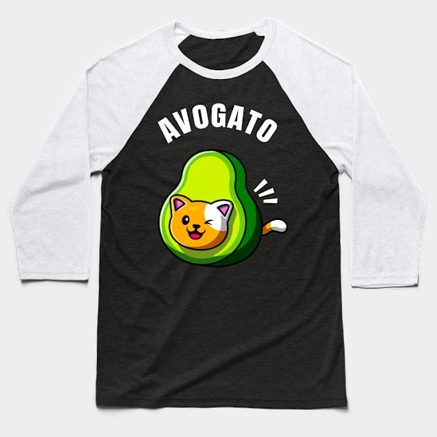 Avogato Funny Cat Avocado Kitten Pet Baseball T-Shirt by Foxxy Merch